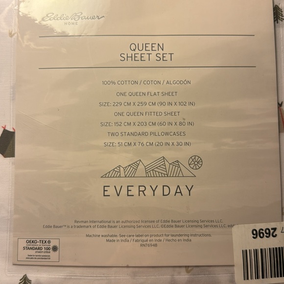 NWT - Eddie Bauer HOME, EVERYDAY Queen Sheet Set - Live Your Adventure - Picture 2 of 4